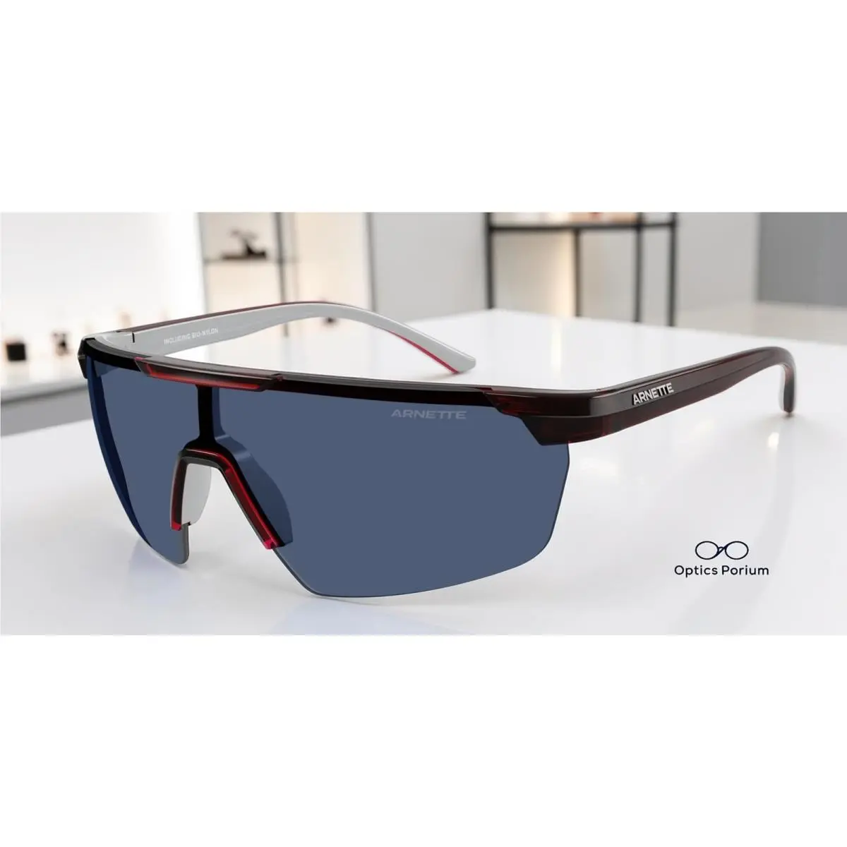 AN4369 303980 Red Metallic Silver Dark Blue 42 mm Men`s Sunglasses by Arnette