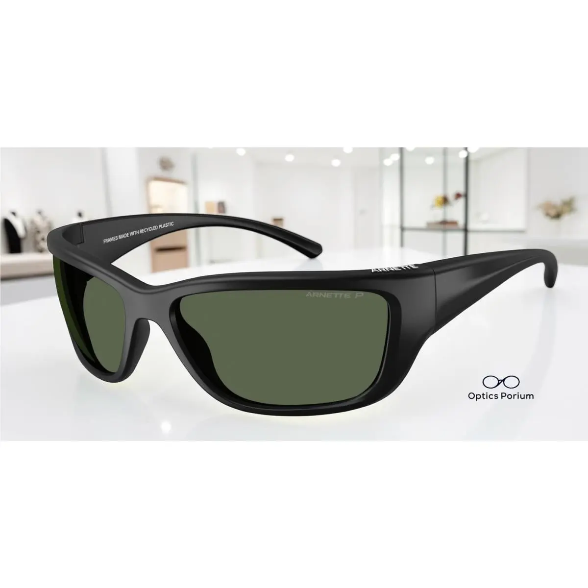 AN4353 29009A Bubblewrap Black Green Polarized 63 mm Men`s Sunglasses by Arnette