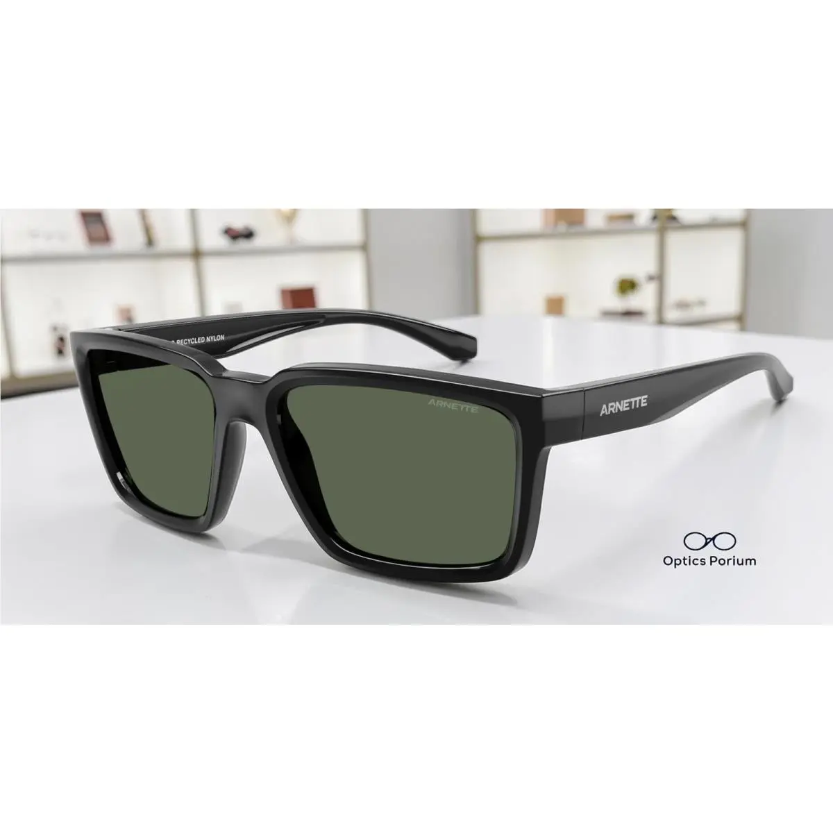 AN4346 290071 Plot Twist Black Dark Green 57 mm Men`s Sunglasses by Arnette