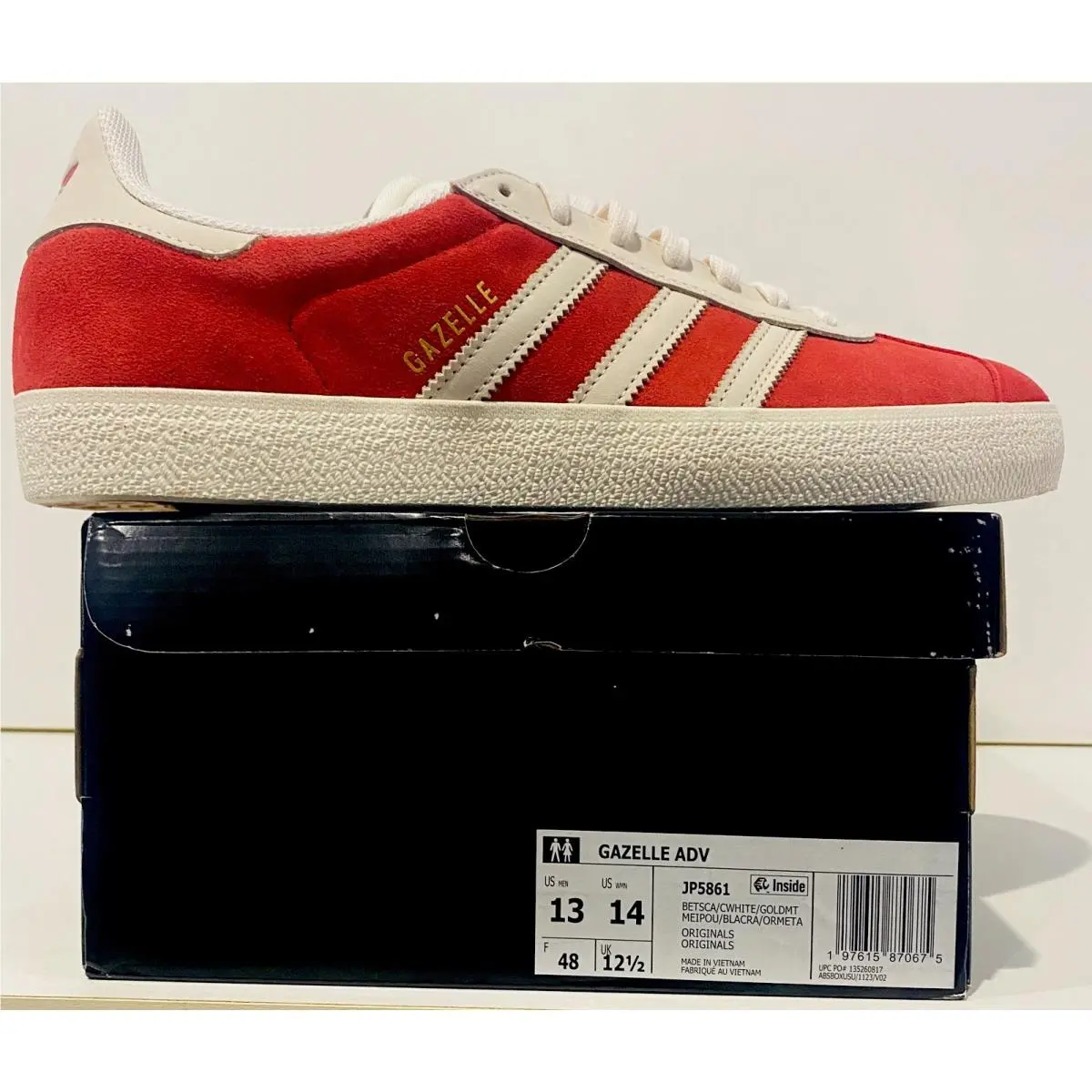 Adidas Gazelle Adv Skate Shoes Gender Inclusive Sz 14W/13M Better Scarlet Red