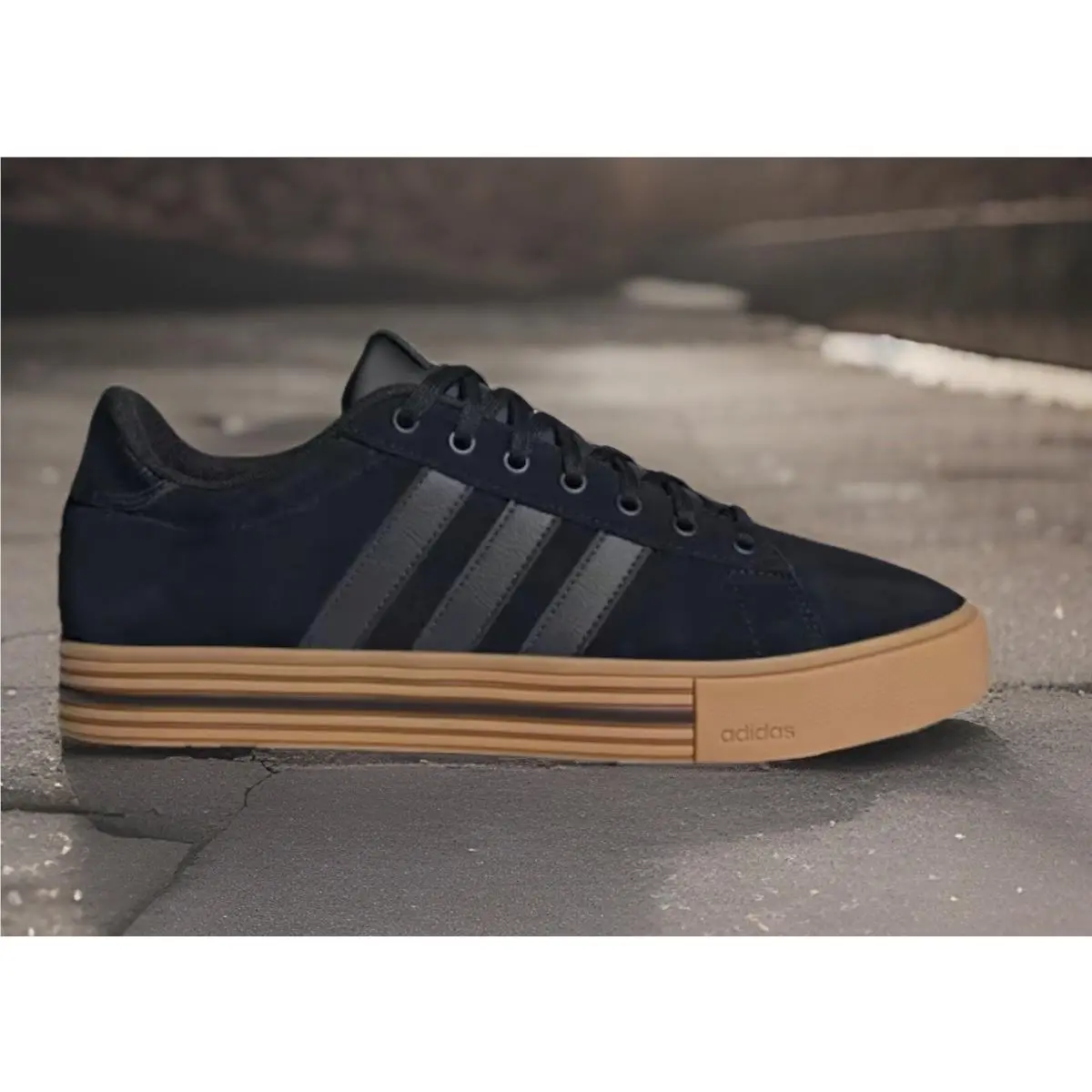 Men’s Size 12 Daily 4.0 Black/gum Leather Casual Sneakers by Adidas