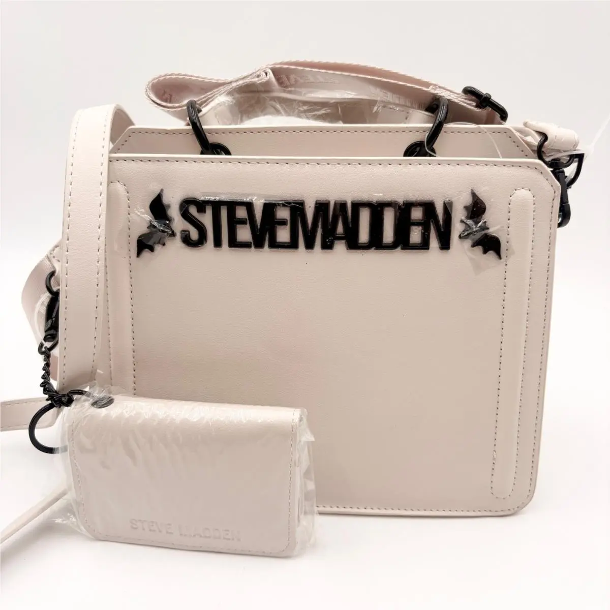 Bevelyn Cream Halloween Bat Wing Crossbody Bag and Card Holder by Steve Madden