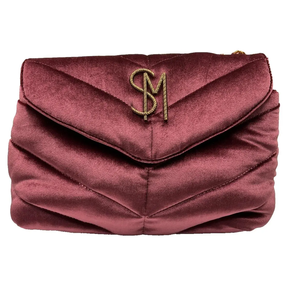 Coleman Velvet Rust Quilted Shoulder Bag Burgundy Cha by Steve Madden