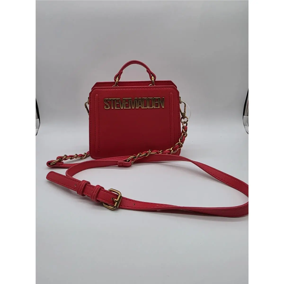 Bevelyn Mini Satchel Crossbody Bag Russian Red Handle Purse by Steve Madden