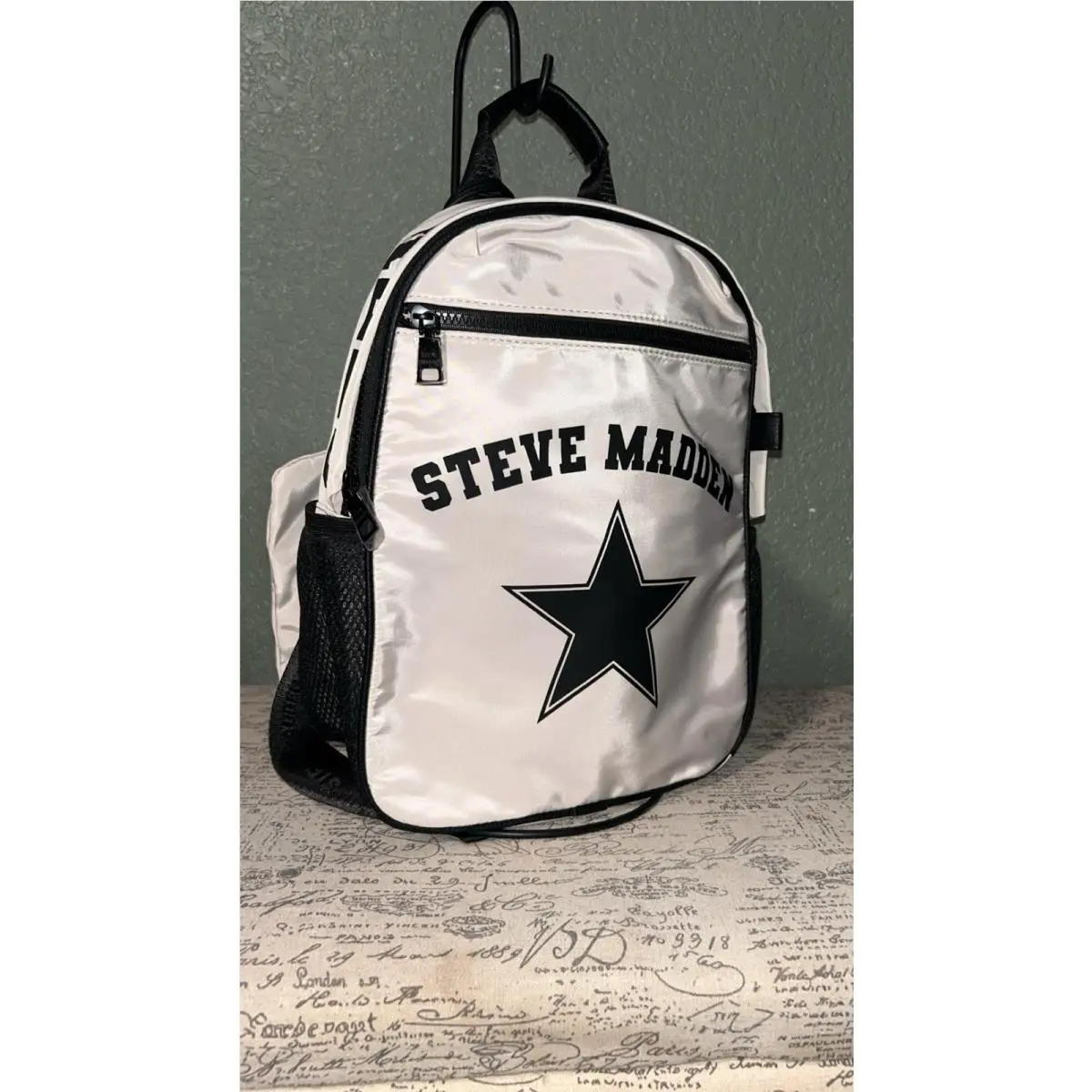 White and Black Star Backpack by Steve Madden