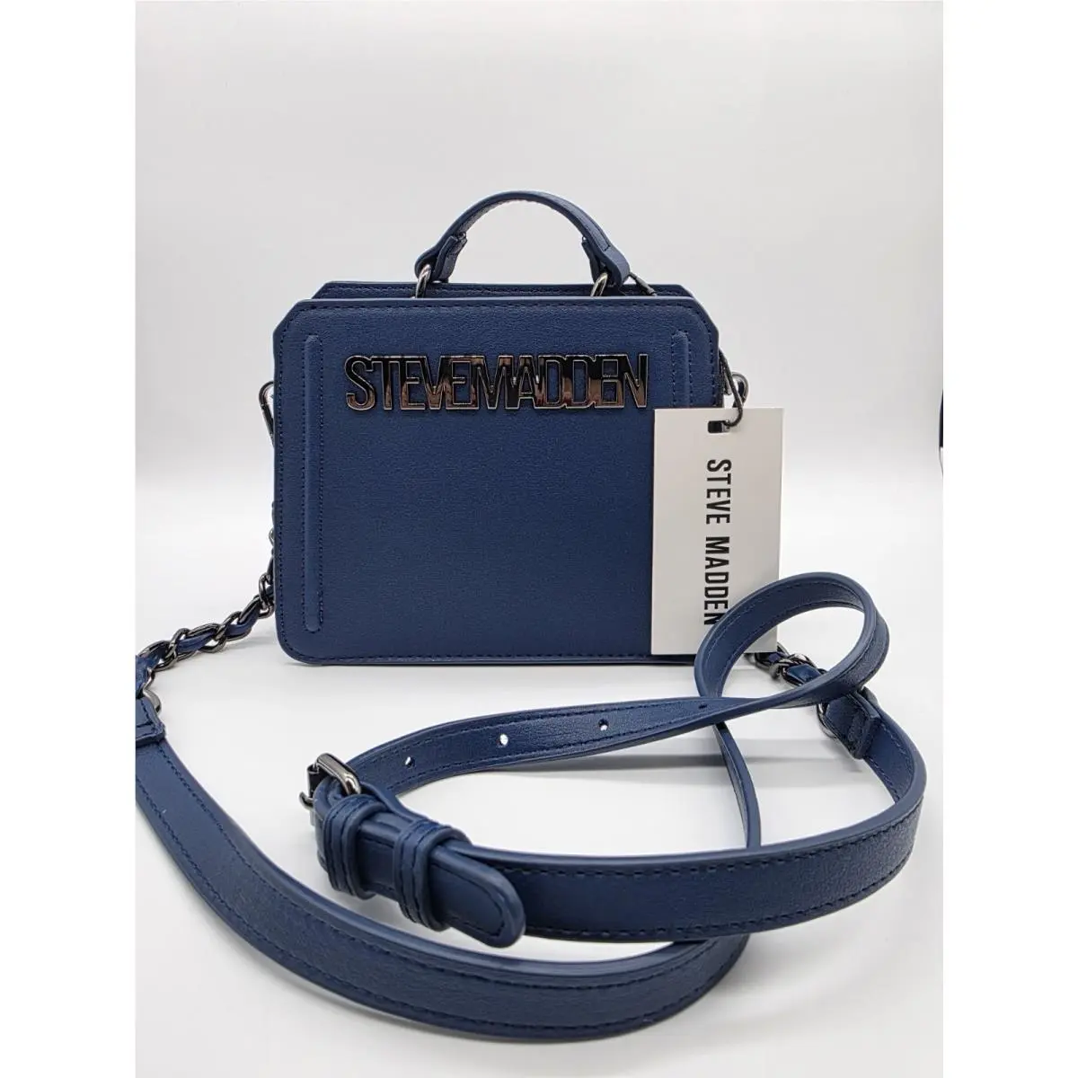 Bevelyn Mini Satchel Crossbody Bag Galaxy Blue Top Handle Purse by Steve Madden