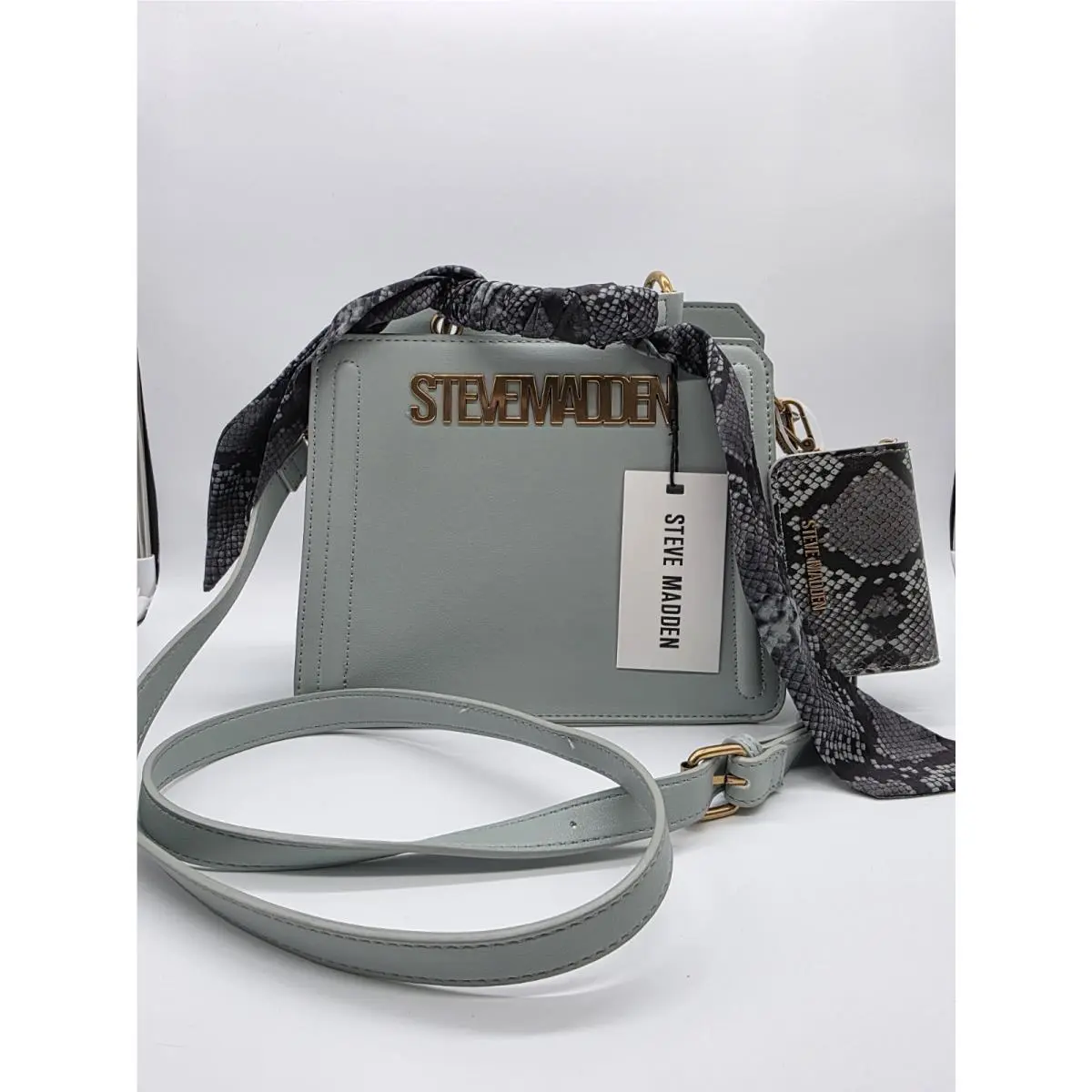 Bevlynn Soft Grass Satchel Crossbody Bag Snake Skin Scarf Wallet by Steve Madden
