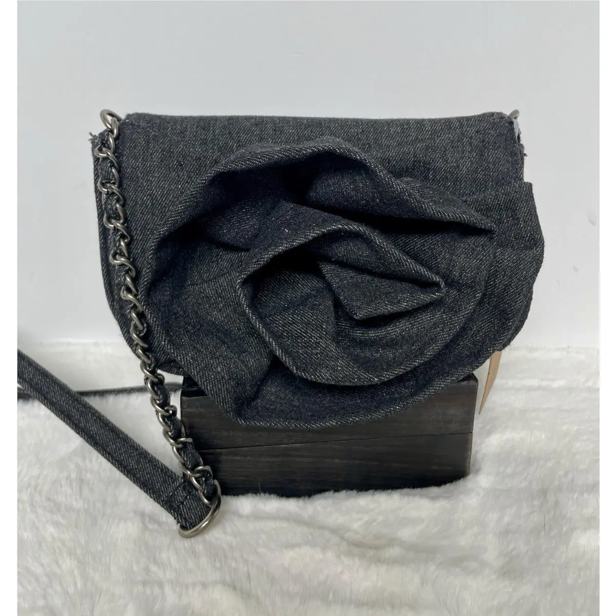 Denim Rose Borla Black Crossbody Handbag by Steve Madden