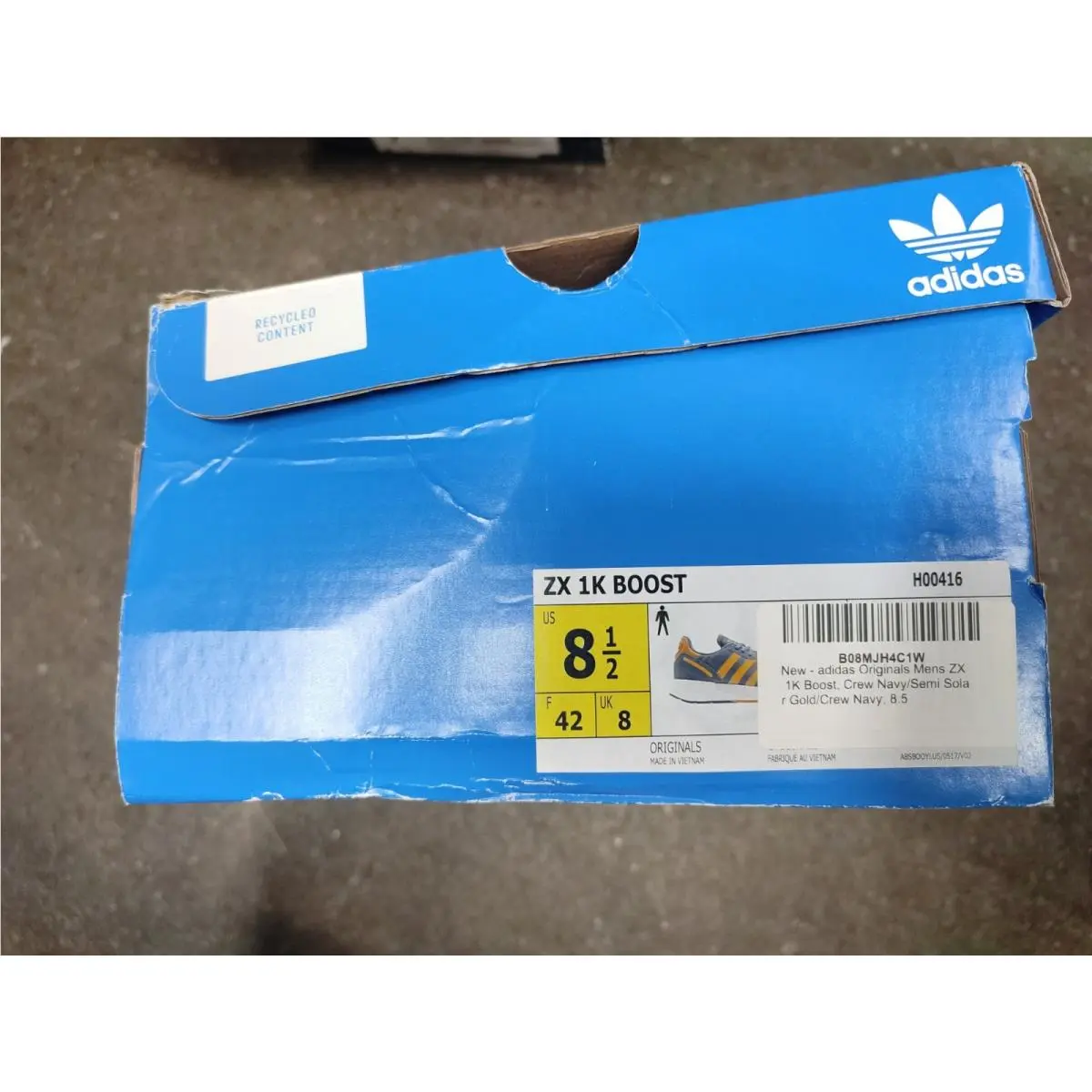 ZX 1K Boost Crew Navy Semi Solar Gold H00416 Men`s Size 8.5 by Adidas