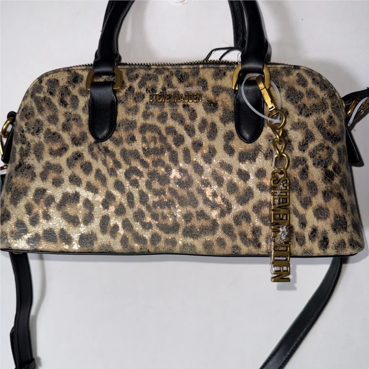 Women’s Leopard Bysmth Satchel Crossbody Handbag Purse Brown Black by Steve Madden