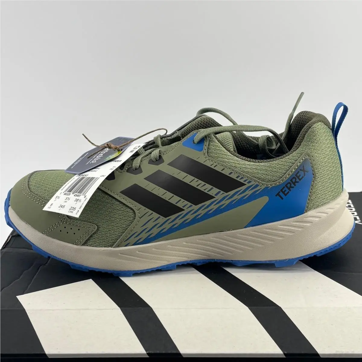Terrex Tracefinder J Youth 6 Olive Green Blue Trail Running Shoes by Adidas