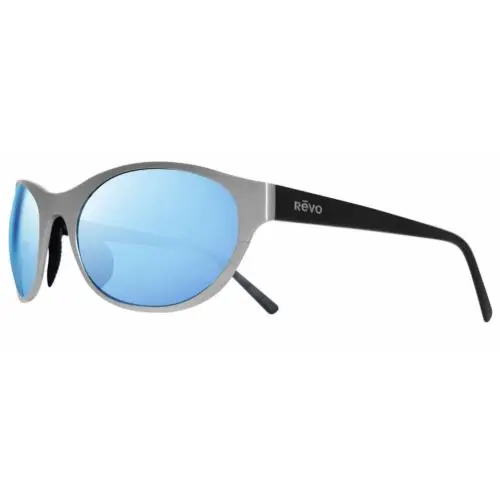 Icon Oval Sunglasses Satin Chrome Frame Blue Water Polarized Photochromic by Revo