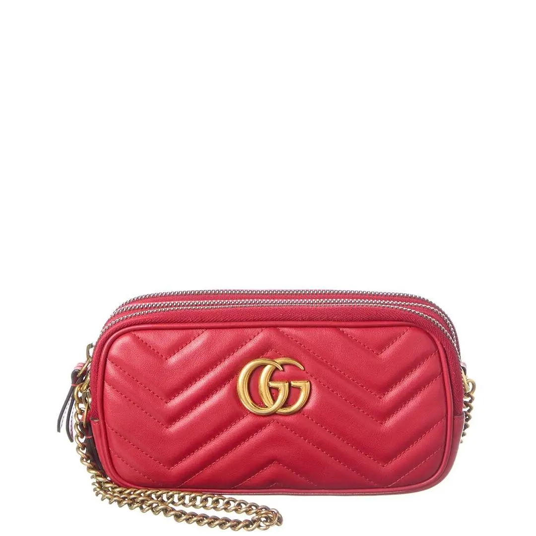 Gucci Hibiscus Matelasse Chevron Gg Marmont Chain Triple Zip Crossbody by Louis Vuitton