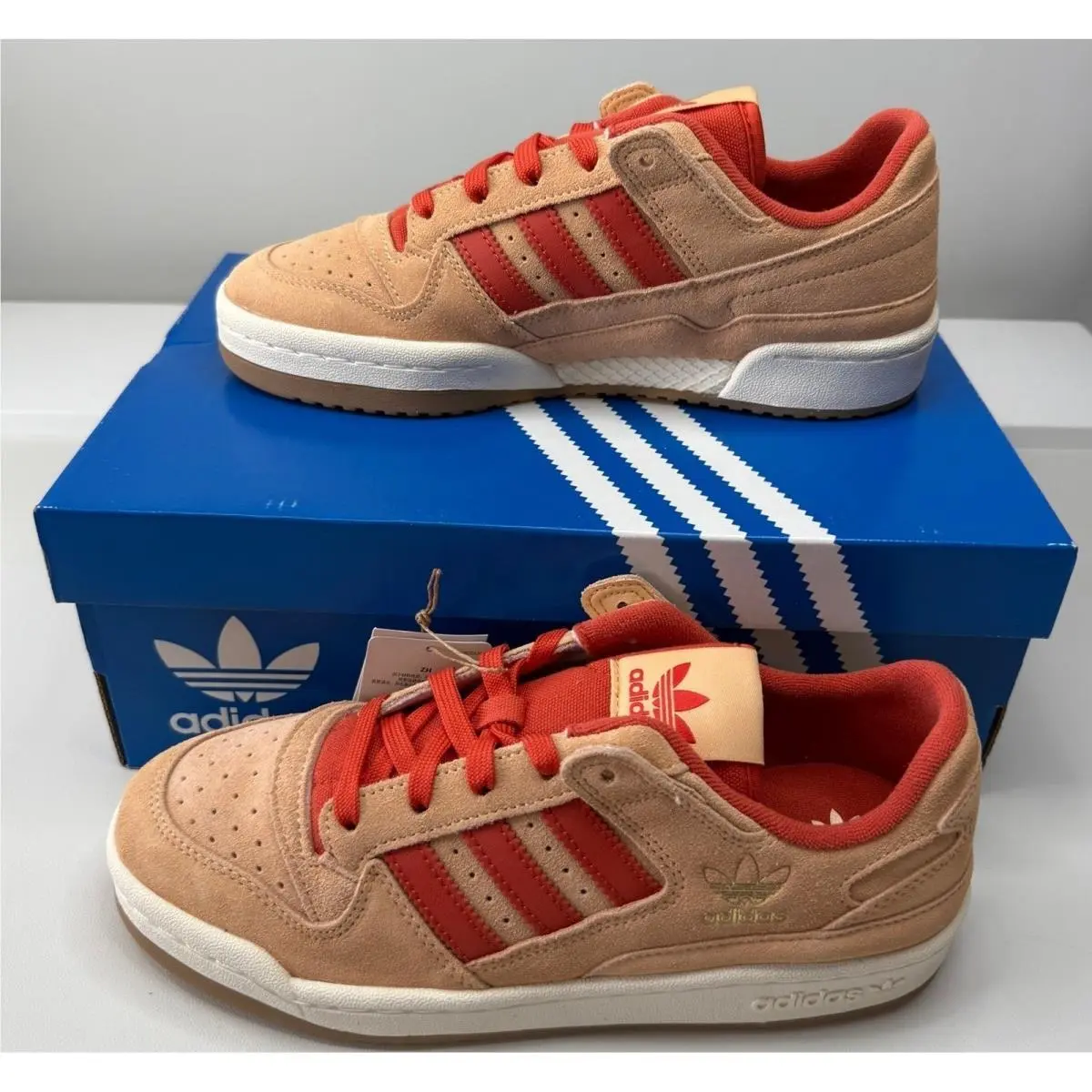Adidas Forum Low CL Clay Red Suede Gum Sole Sneakers JS1098 Mens 8 Womens 9New