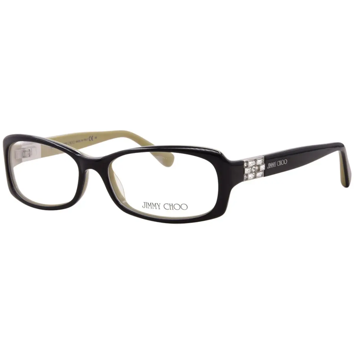 JC45 Sxw Eyeglasses Women`s Black/beige Full Rim Rectangle Shape 53mm by Jimmy Choo