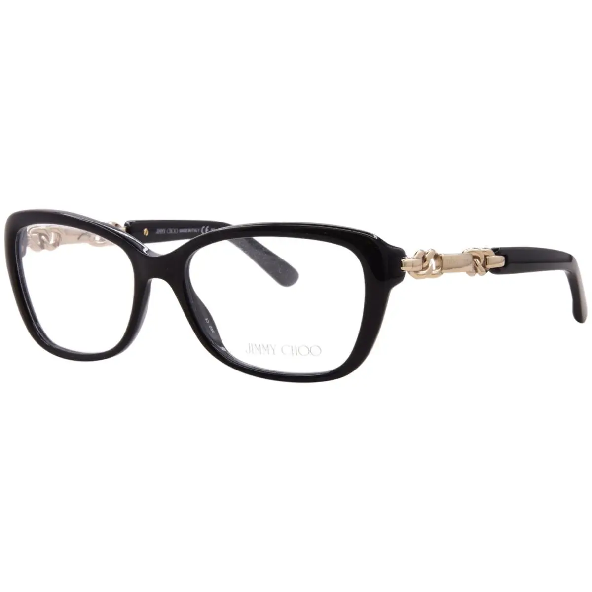 JC79 Qfe Eyeglasses Women`s Black/gold Full Rim Cat Eye 52mm by Jimmy Choo