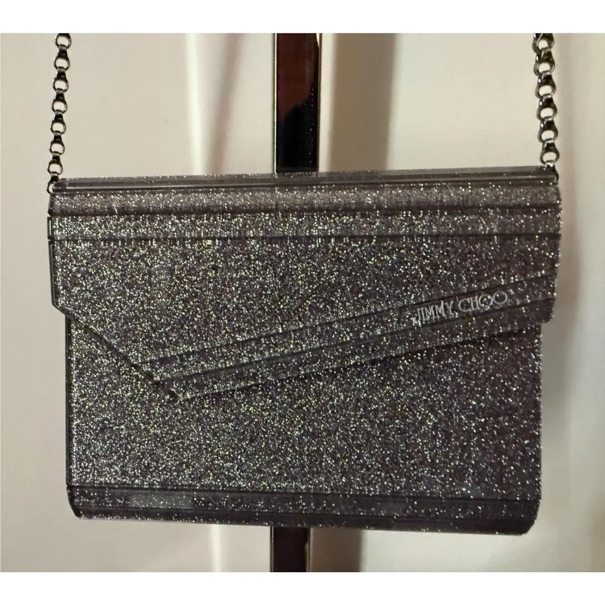 Anthracite Gray Candy Acrylic Evening Clutch Crossbody Strap by Jimmy Choo