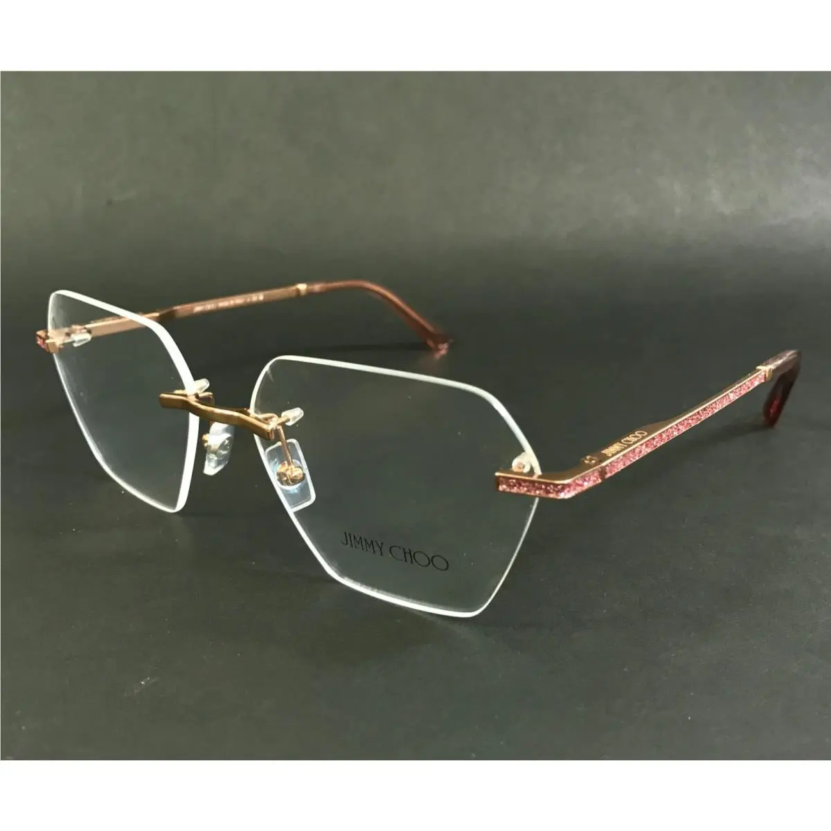 Eyeglasses Frames JC2016J 3008 Rose Gold Rimless Geometric 56-16-140 by Jimmy Choo