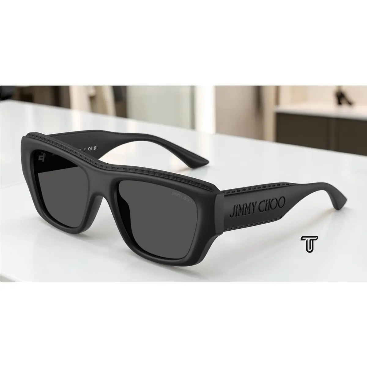 JC6003U 500187 Matte Black Dark Grey 54 mm Women`s Sunglasses by Jimmy Choo