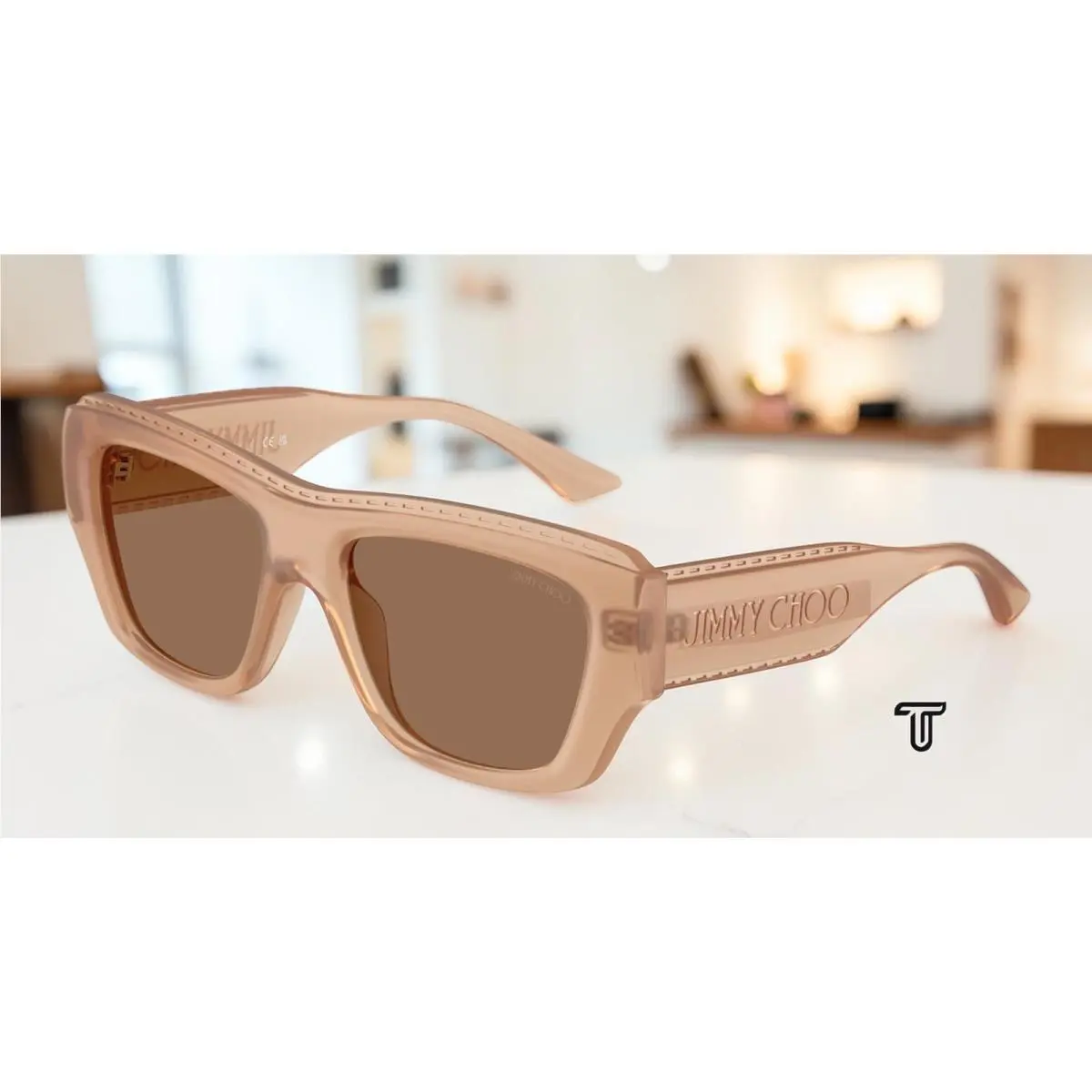 Jimmy Choo JC6003U 509173 Transparent Tan Dark Brown 54 mm Women`s Sunglasses