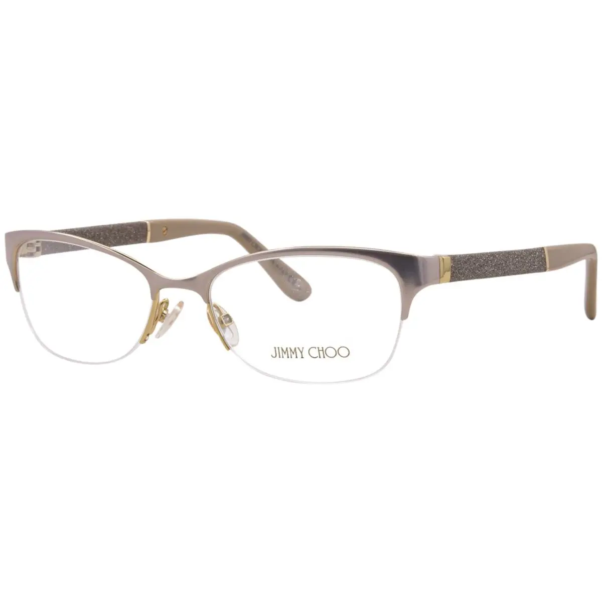 JC106 F78 Eyeglasses Women`s Silver Semi Rim Rectangle Shape 52mm by Jimmy Choo