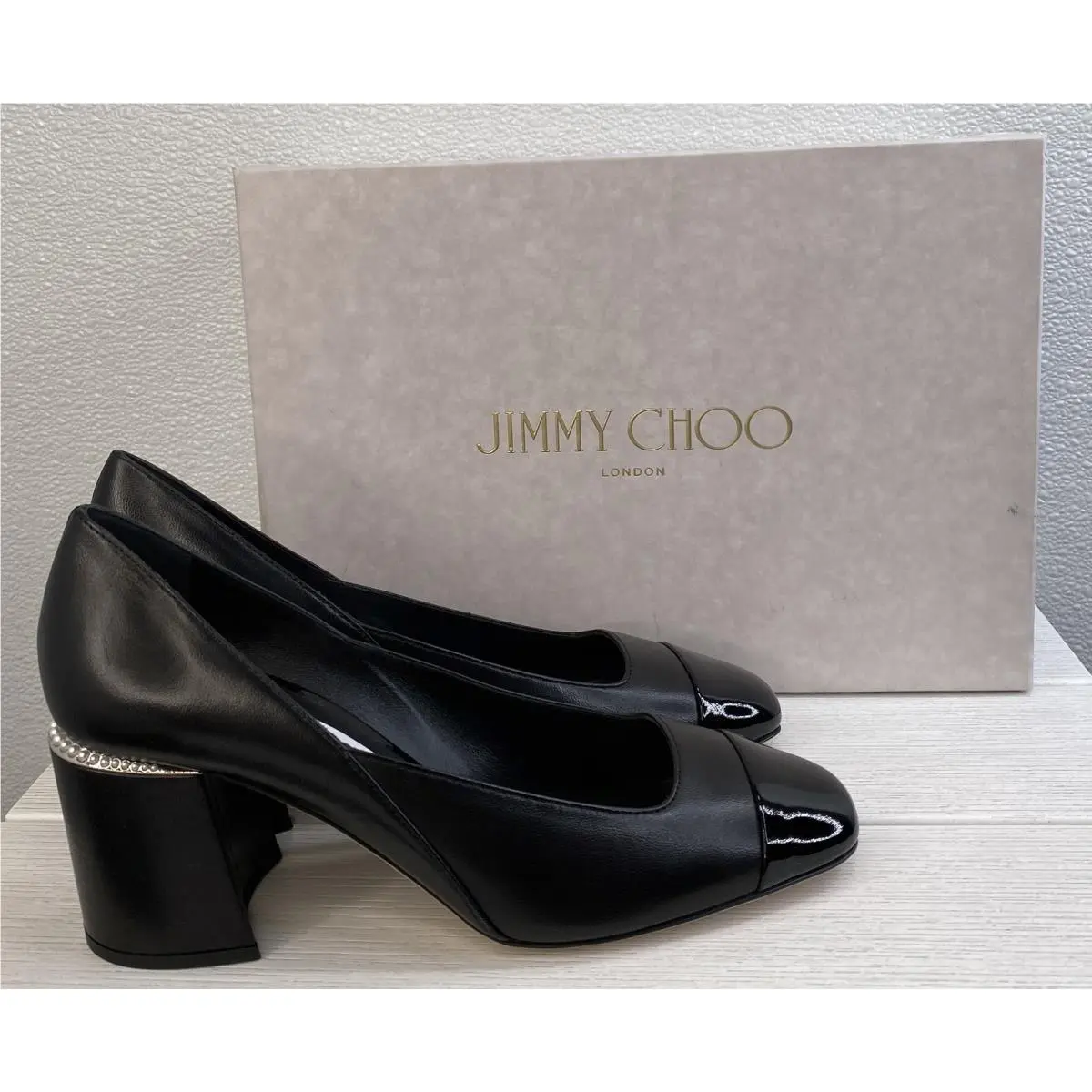 Jenson 65 Pumps Women`s Size US8 EU38 Leather 65MM Block Heels by Jimmy Choo
