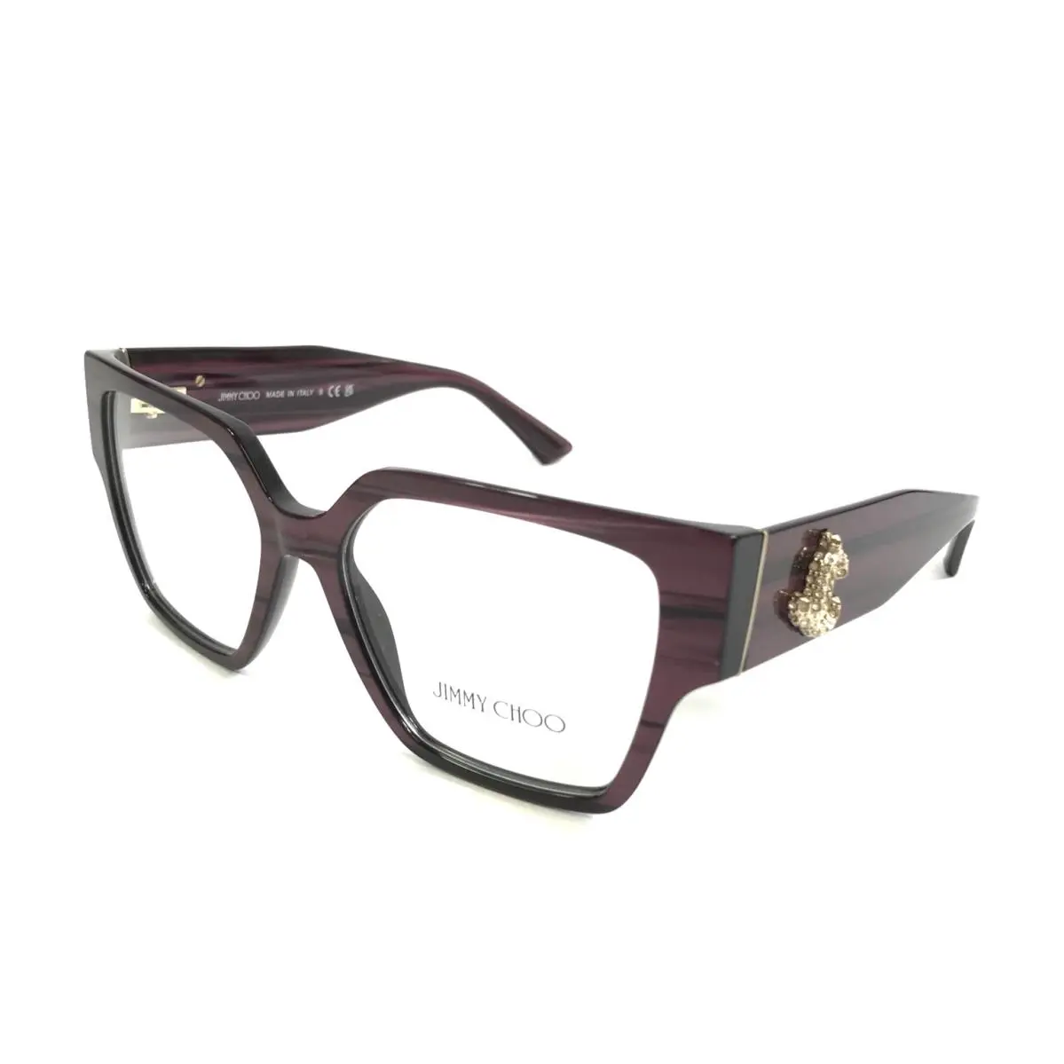 Eyeglasses Frames JC3032B 5064 Striped Cranberry Crystals 53-16-140 by Jimmy Choo