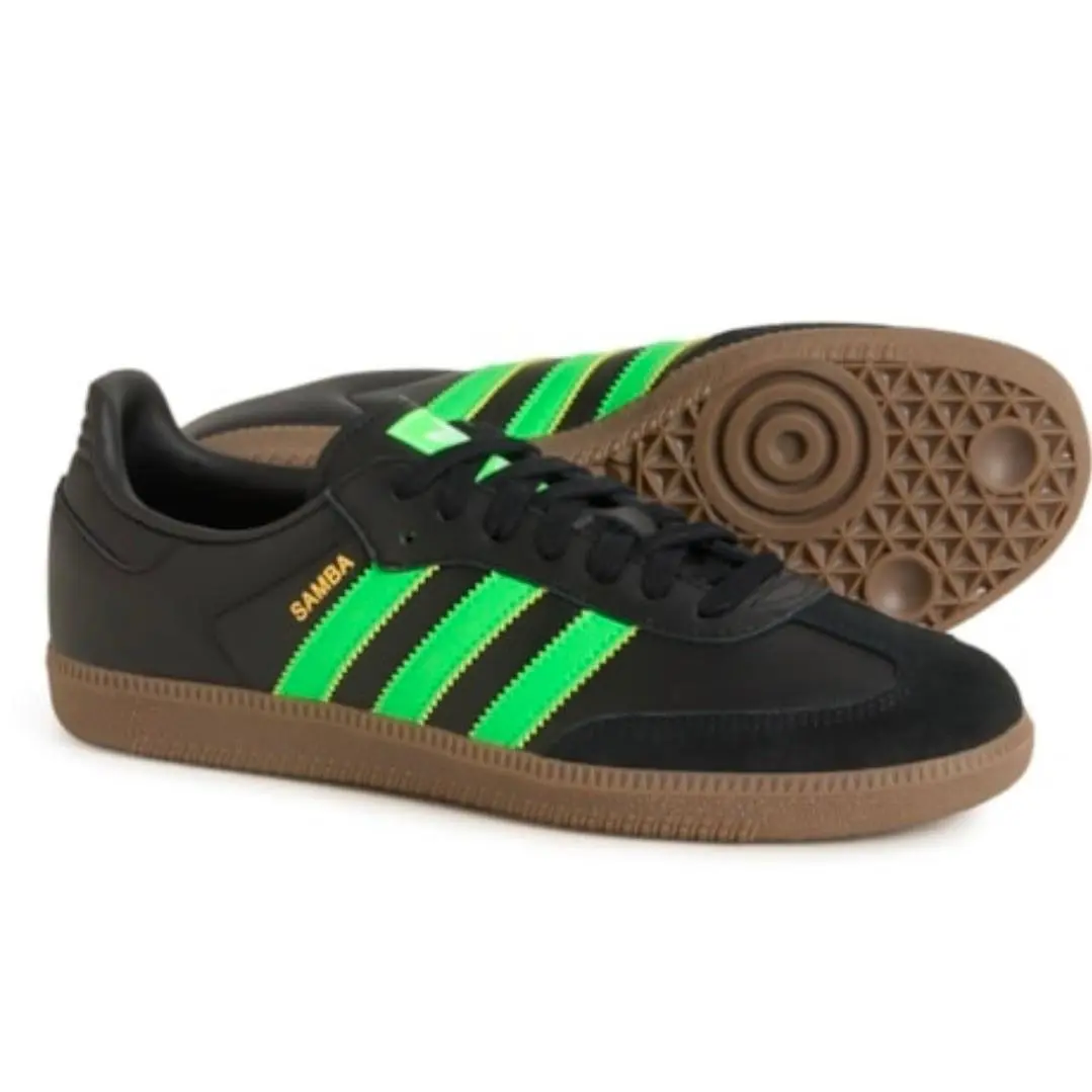 Samba OG Shoes Men 14 Black Lucid Lime Gum Sole Leather/suede Sneaker by Adidas