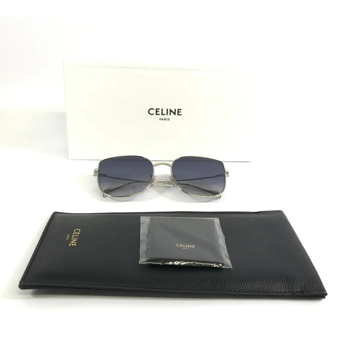 Sunglasses CL40174U 16W Silver Cat Eye Frames w Gradient Dark Gray Lenses by Celine