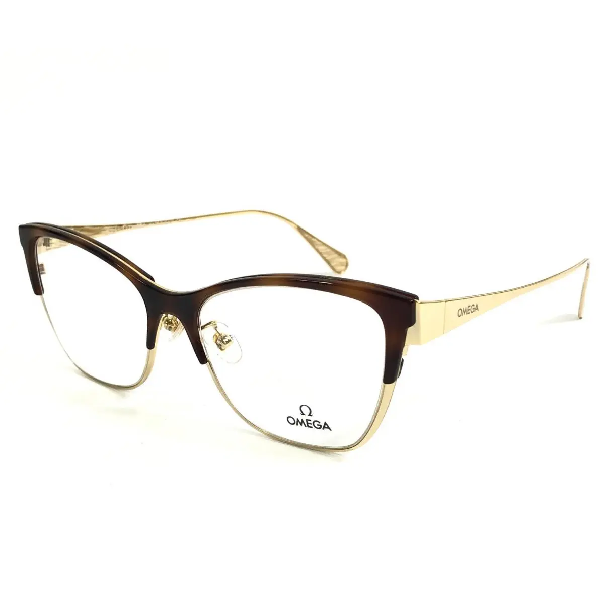 Eyeglasses Frames OM5001-R 052 Tortoise Polished Gold Cat Eye 54-17-140 by Omega