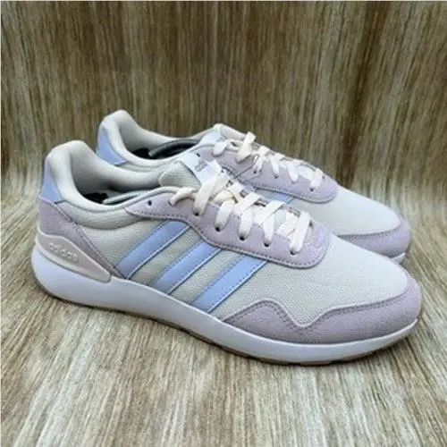 Run 60s 4.0 Women`s Size 9.5 Sneakers Shoes Cream Light Blue JS1014 by Adidas