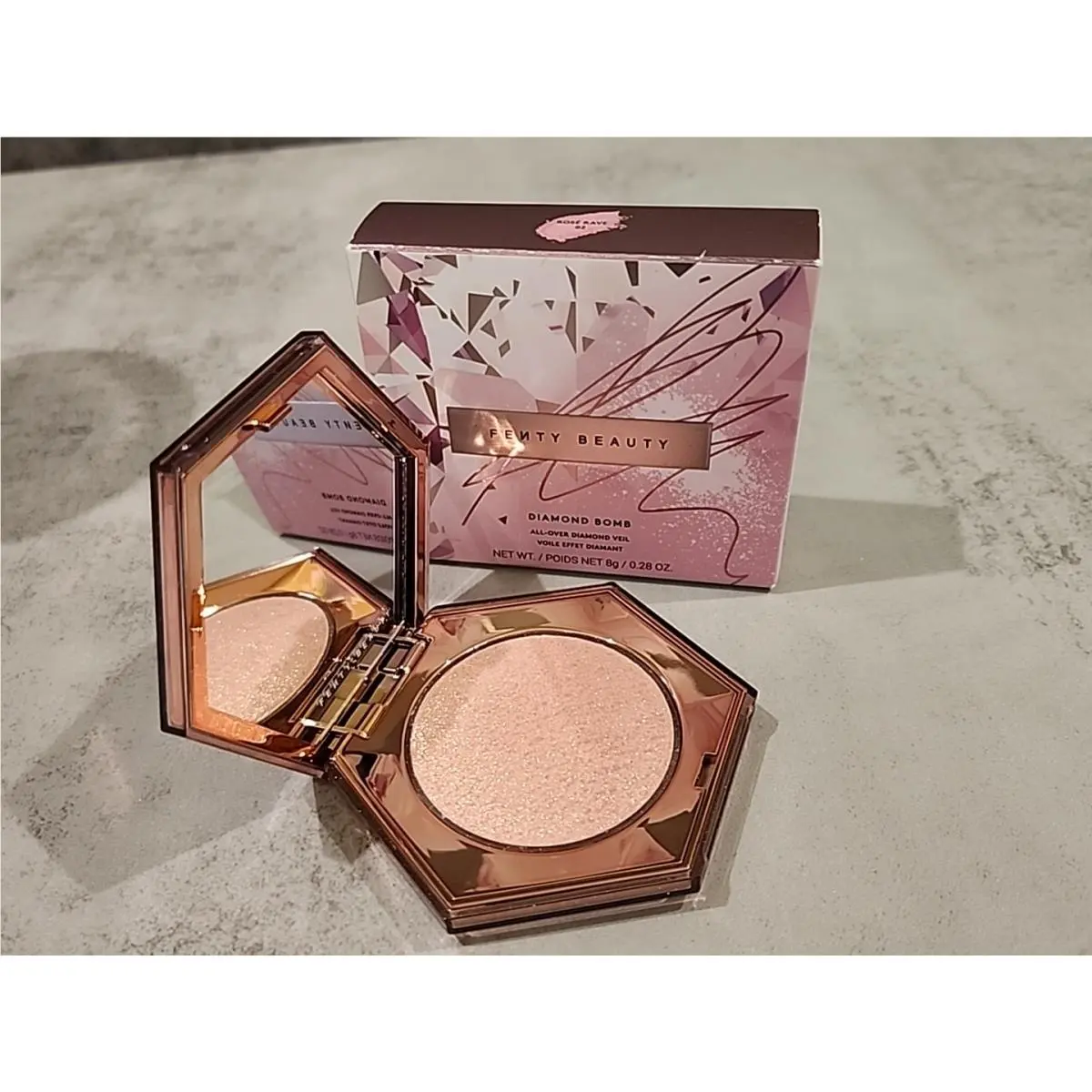 Fenty Beauty Diamond Bomb All Over Diamond Veil Rose Rave Full Size RP