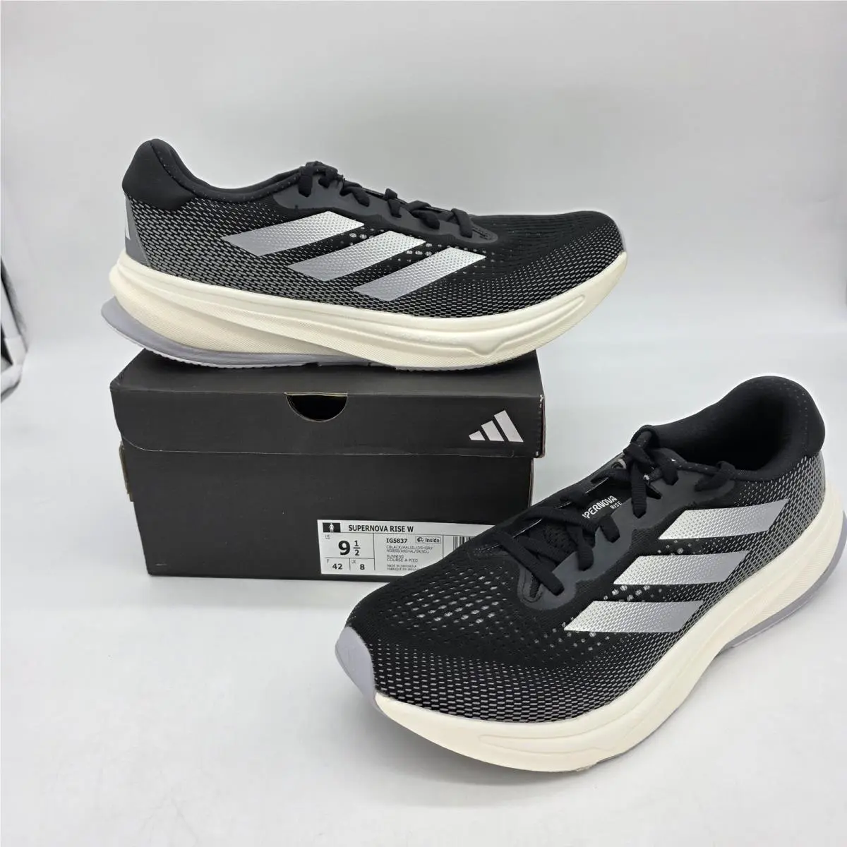 Supernova Rise Shoes Womens Size 9.5 Black White Running Sneakers IG5837 by Adidas