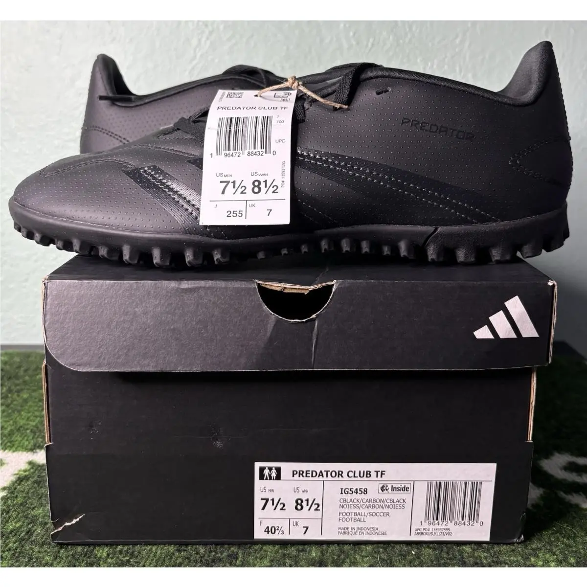 US M 7.5/W 8.5 -  Predator Club Turf Soccer Shoes “black Carbon” IG5458 by Adidas
