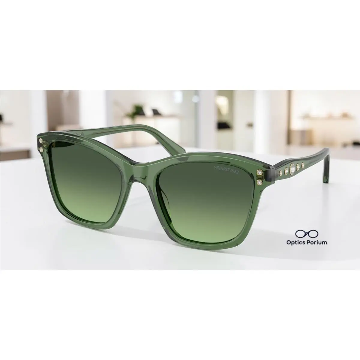 SK6063 10852A Transparent Green Gradient Green 54mm Women`s Sunglasses by Swarovski