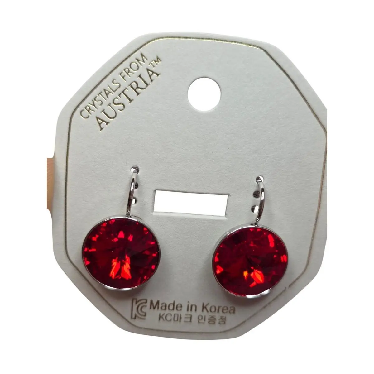 elements Lt Siam/red Round Leverback Earrings 15mmPlatinum Plated by Swarovski