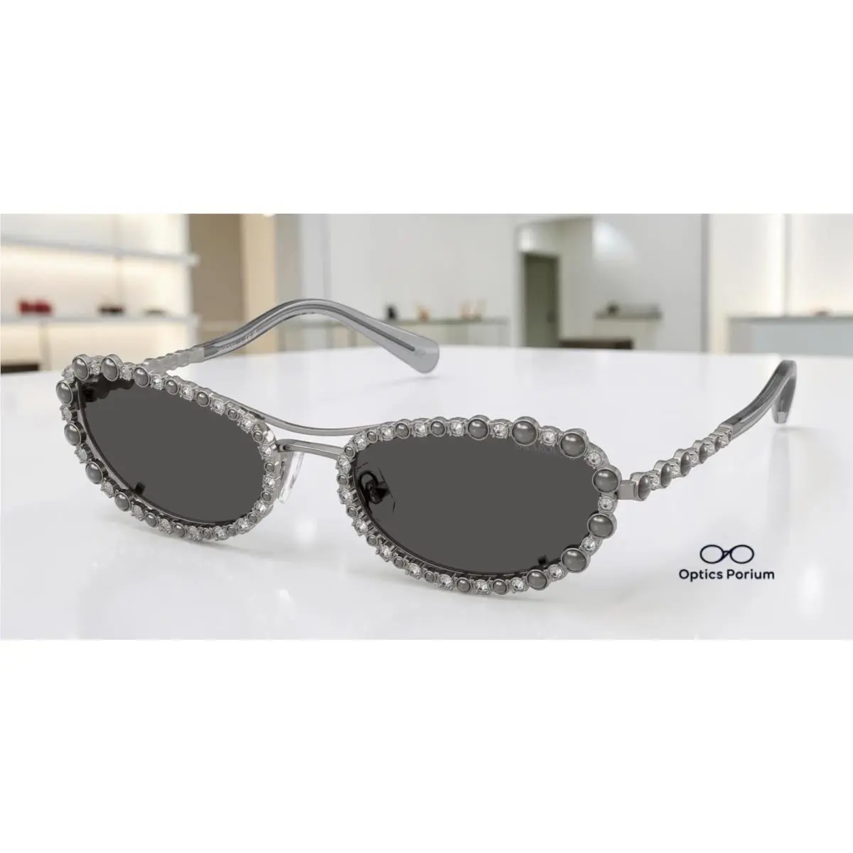 Swarovski SK7044 400987 Gunmetal Dark Grey 56 mm Women`s Sunglasses