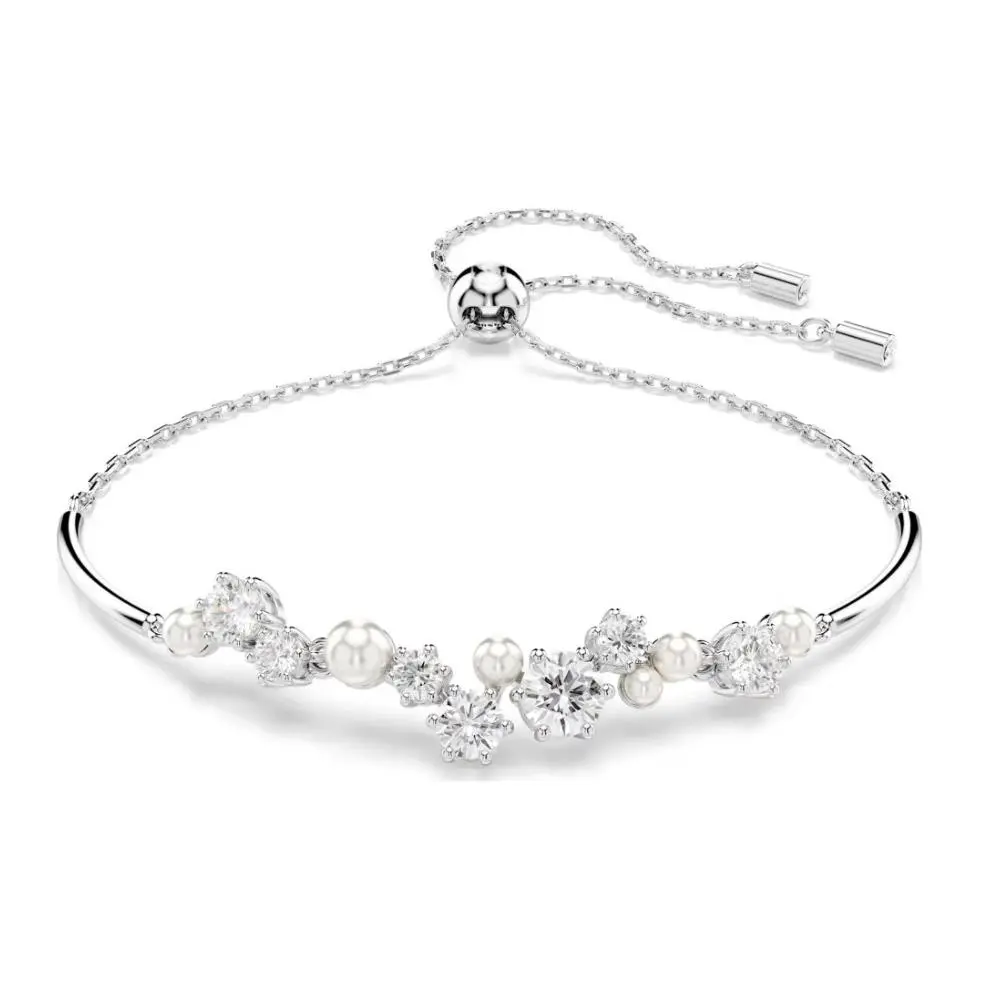 Constella Bangle Crystal Pearl Round Cuts Rhodium Plated 5705618 by Swarovski