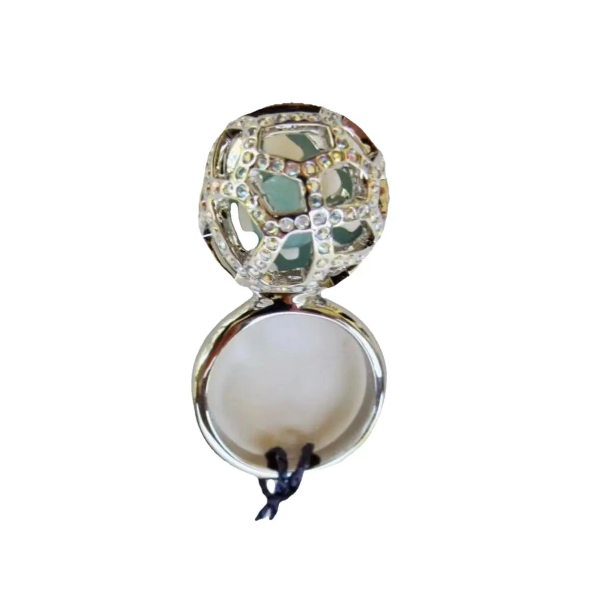 Crystal Encrusted Open Ball Pendant Ring 6.5 1 Green Crystal Boxed by Swarovski