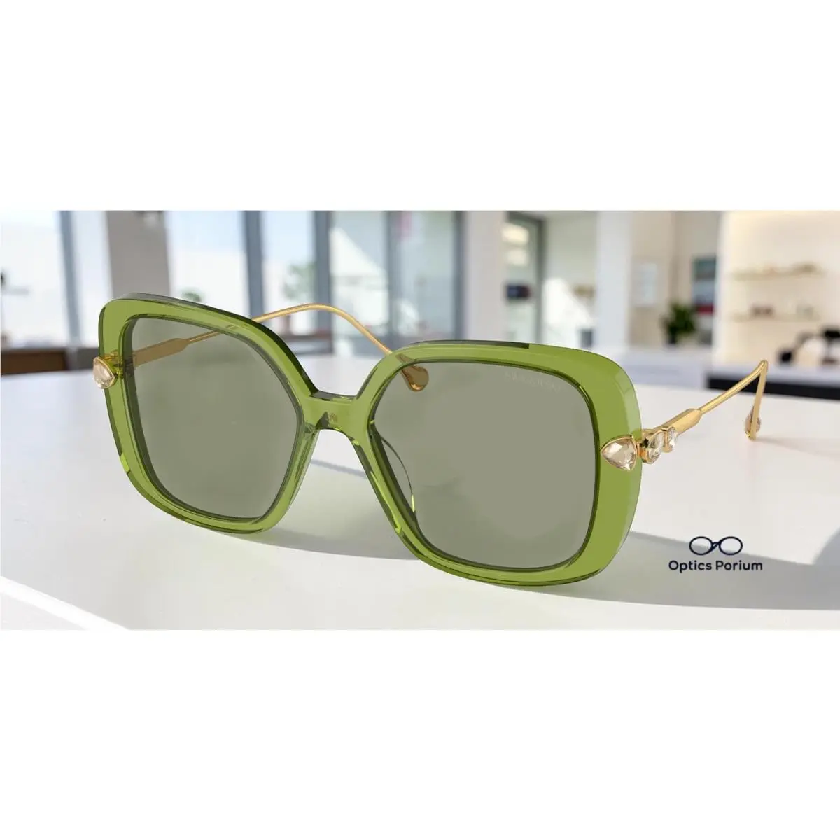 Swarovski SK6011 3002 2 Trasparent Green Green 55 mm Women`s Sunglasses