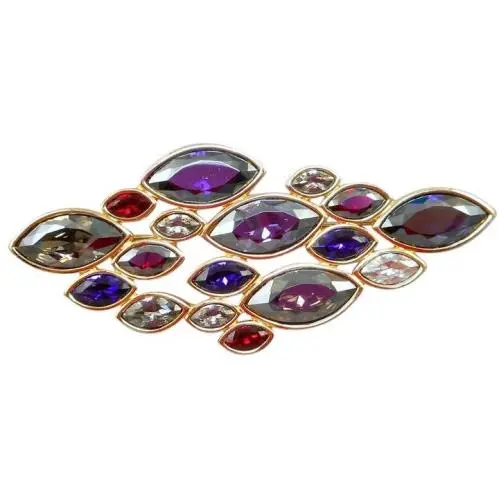 Swarovski Crystal Brooch Pin 22K Gold Plated Vintage Blue Red