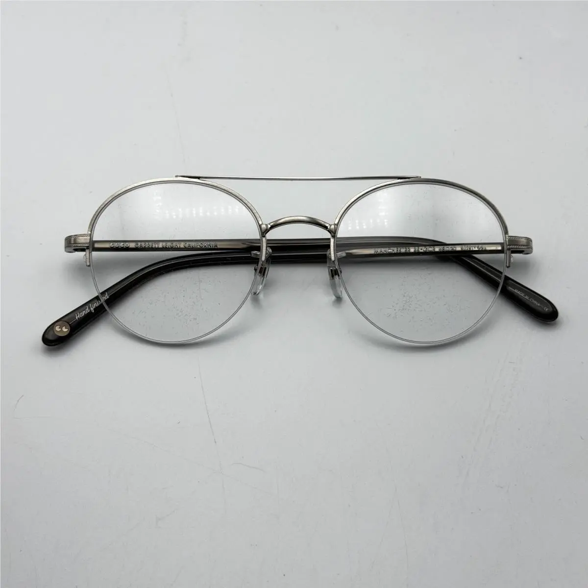 Garrett Leight Eyeglasses Frame Manchester 3037 Bs-gcr Silver Round 48-20-145