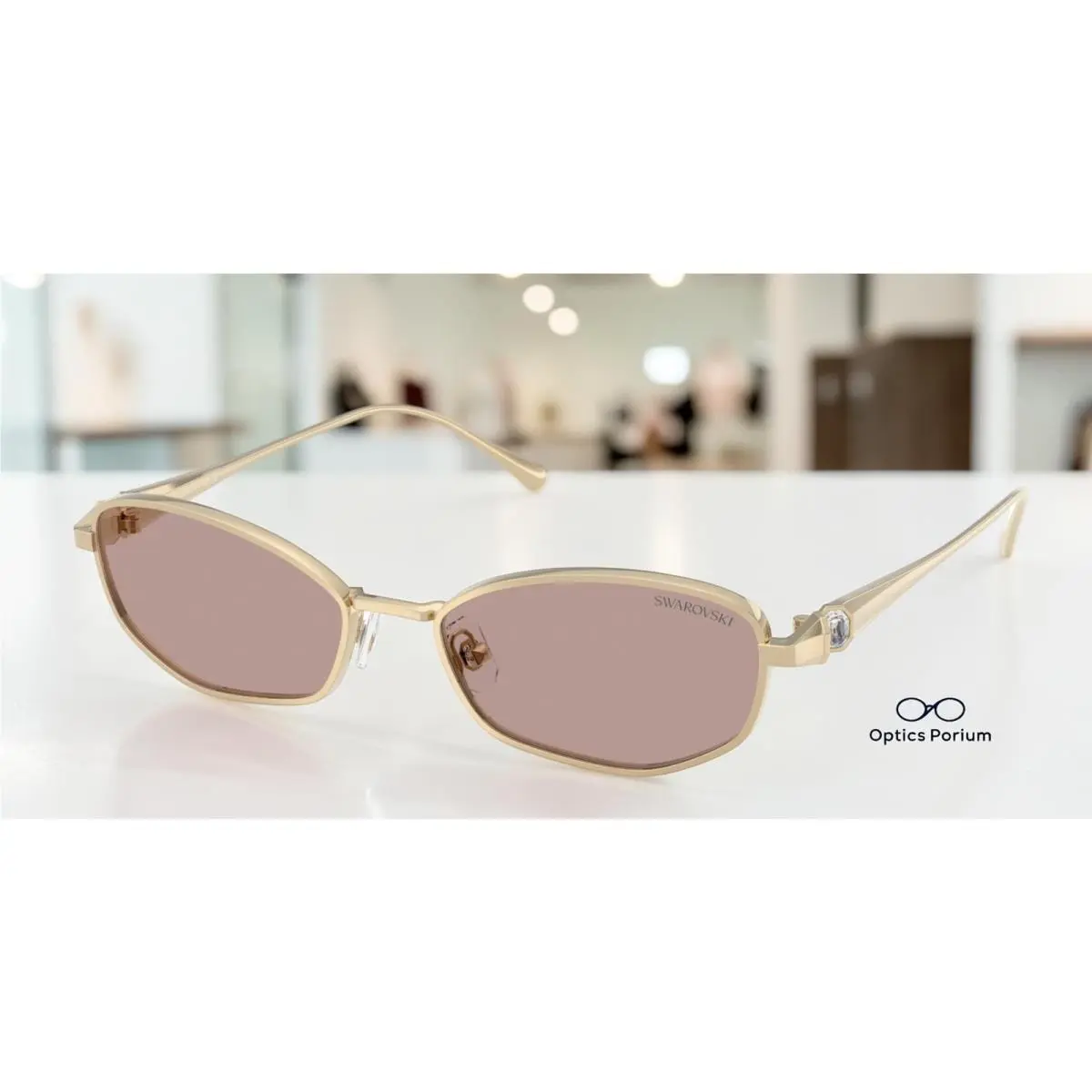 SK7042 40467N Pale Gold Light Purple Brown 55 mm Women`s Sunglasses by Swarovski