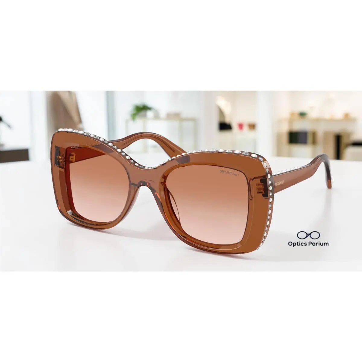 SK6062U 109573 Transparent Brown Gradient Brown 51mm Womens Sunglasses by Swarovski