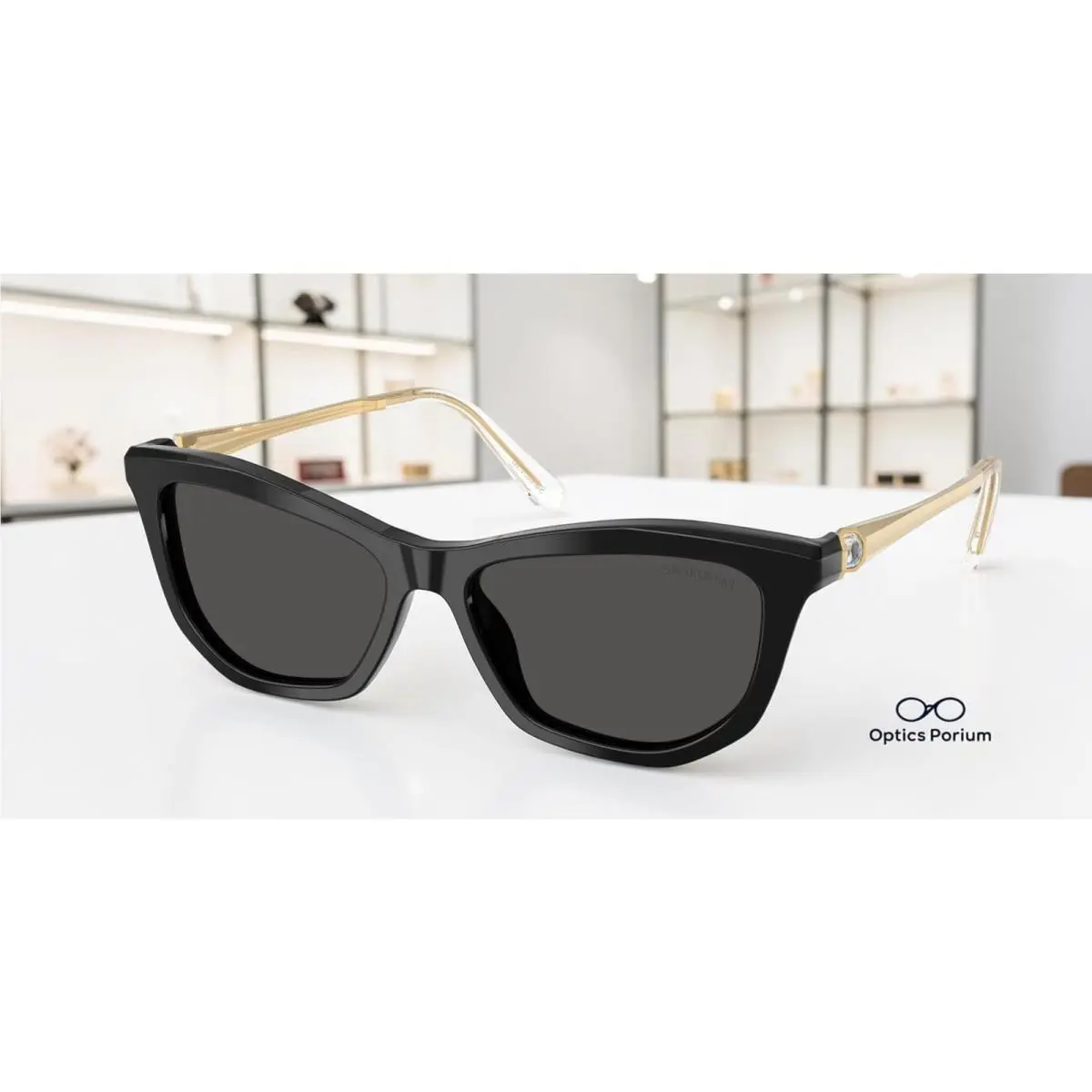 SK6057 100187 Black Dark Grey 56 mm Women`s Sunglasses by Swarovski