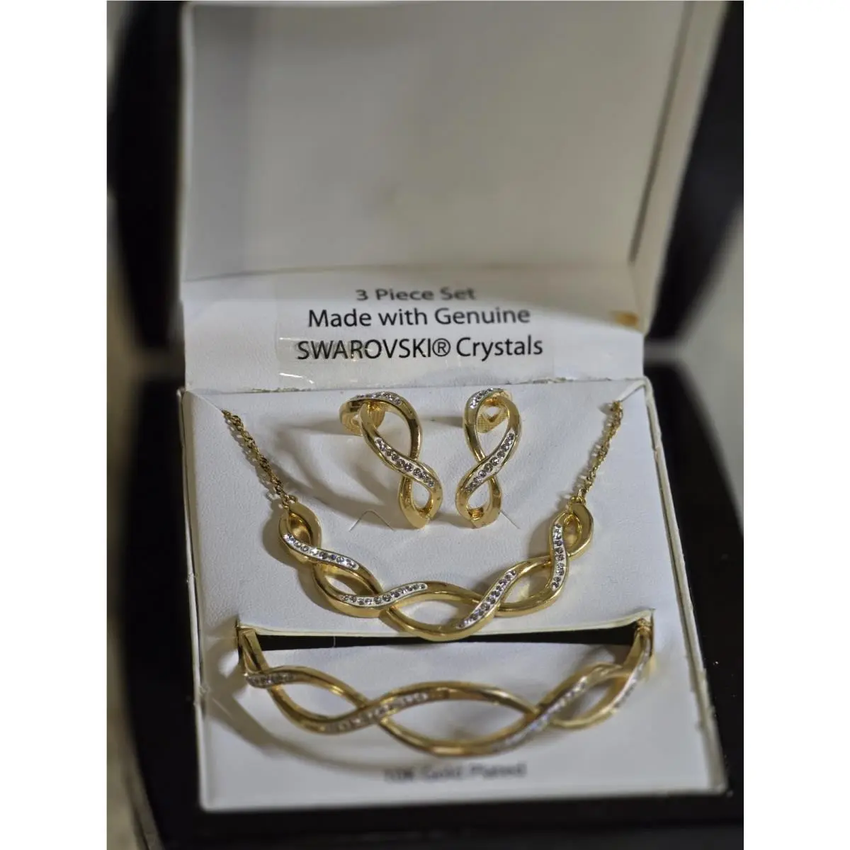 3-Piece Jewelry Set Made with  Crystals and 10k Gold Plate by Swarovski