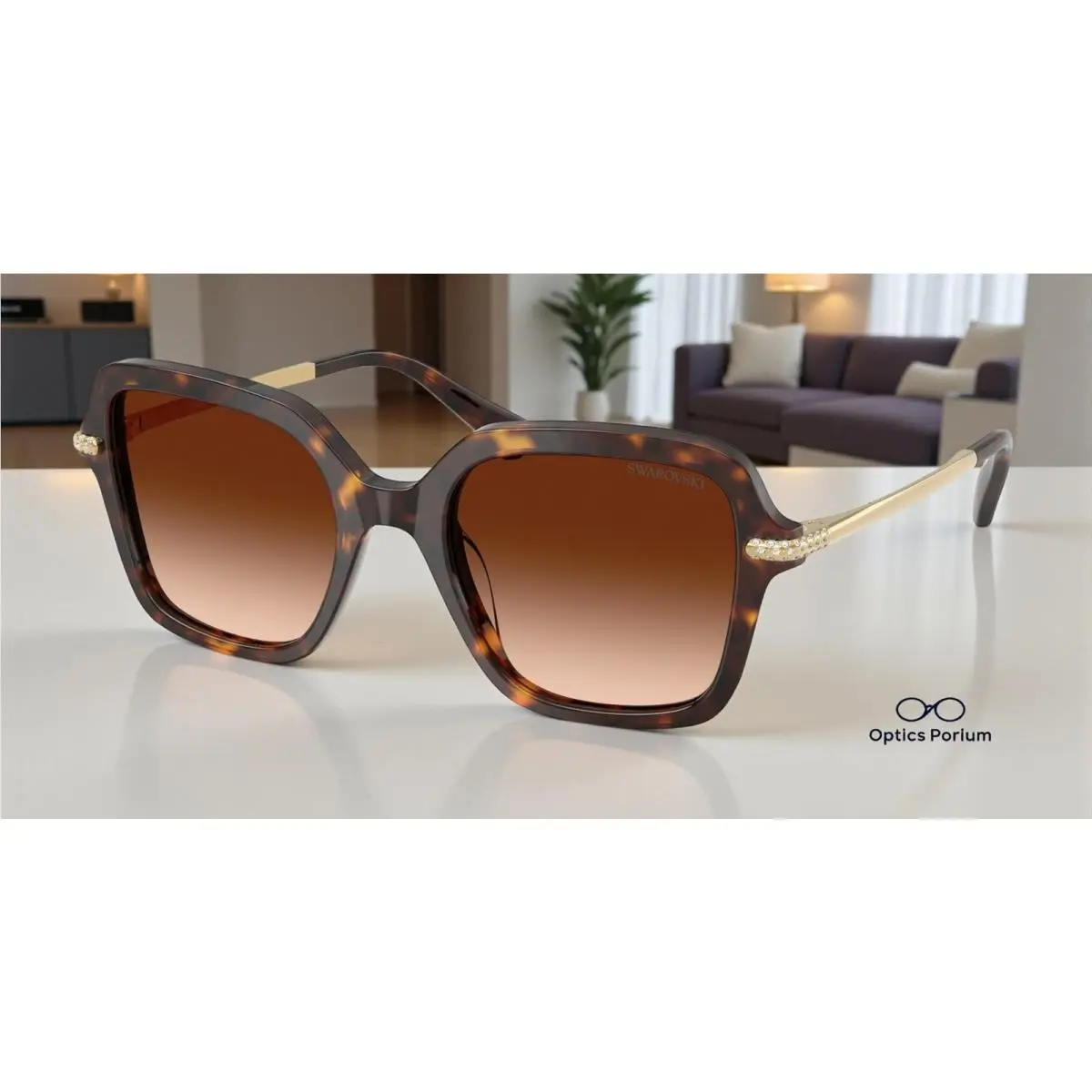 SK6040 100274 Havana Gradient Brown 50 mm Women`s Sunglasses by Swarovski