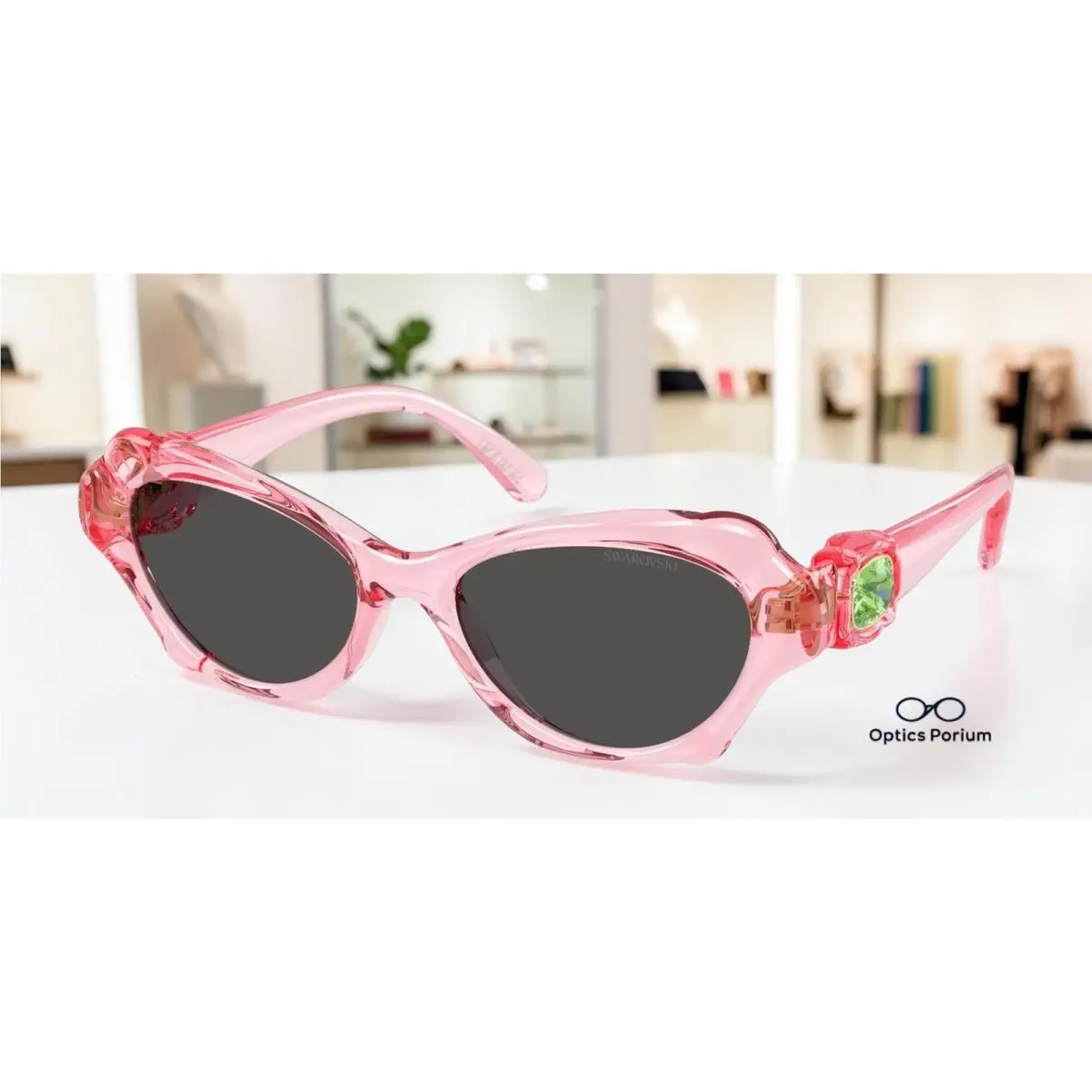SK6050 108887 Transparent Pink Dark Grey 52 mm Women`s Sunglasses by Swarovski