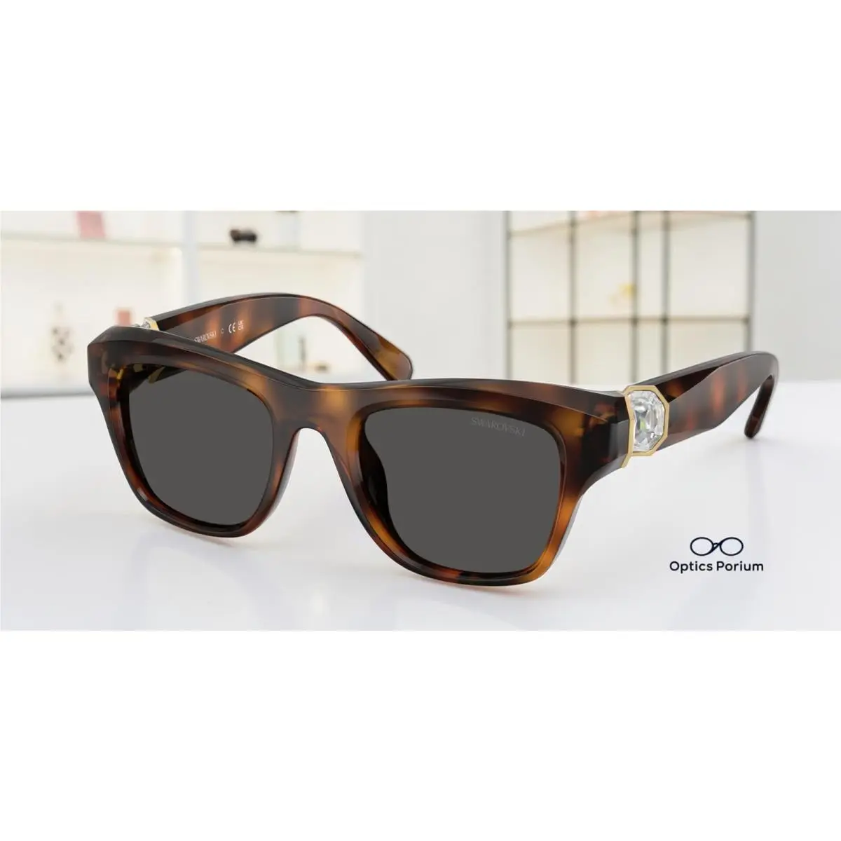 SK6056U 100287 Havana Dark Grey 50 mm Women`s Sunglasses by Swarovski