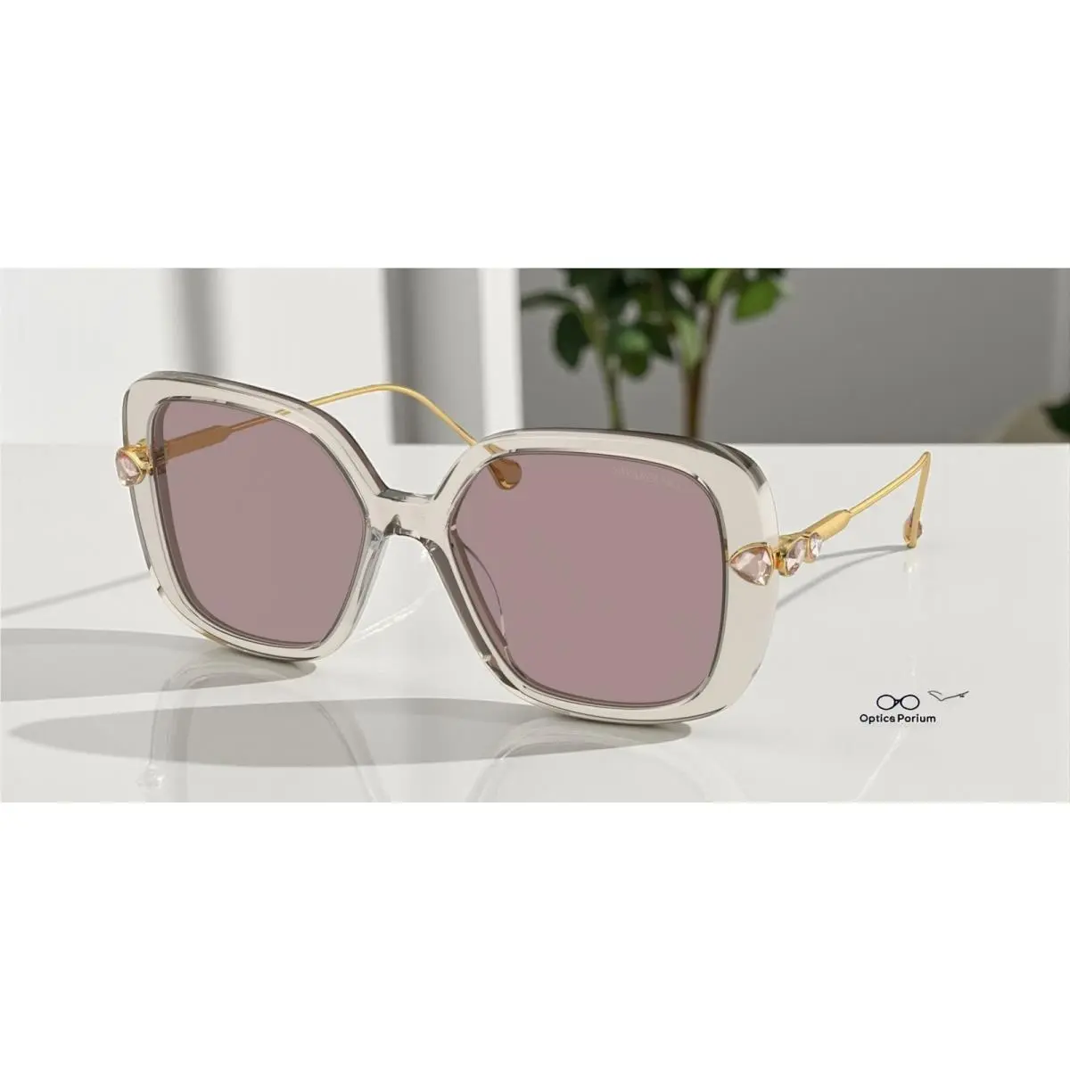SK6011F 3003LA Transparent Light Brown Violet 56 mm Women`s Sunglasses by Swarovski